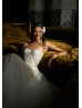 Strapless Beaded Ivory Tulle Luxurious Wedding Dress